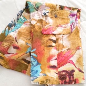 Chicos Floral Linen Trousers